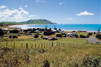 Das Maori-Dorf Whangara an der Ostküste Neuseelands